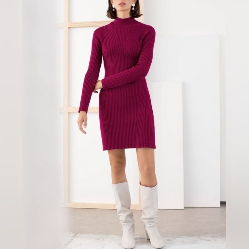 Mock-neck sweater dress